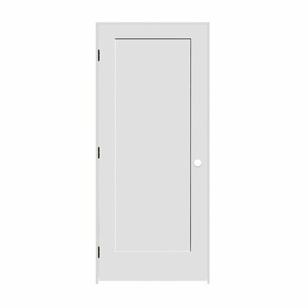 CODEL DOORS 36" x 80" x 1-3/8" Primed 1-Panel Interior Shaker 4-9/16" RH Prehung Door with Matte Black Hinges 3068pri8401RH10B4916